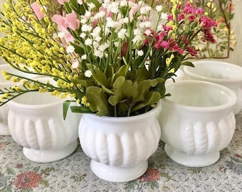 Milk Glass Vase for Flowers Vase Decor Vases Centerpiece Vases White Vase Wedding Decor Vases Vintage Milk Glass Bowl Vase Set Short Vase