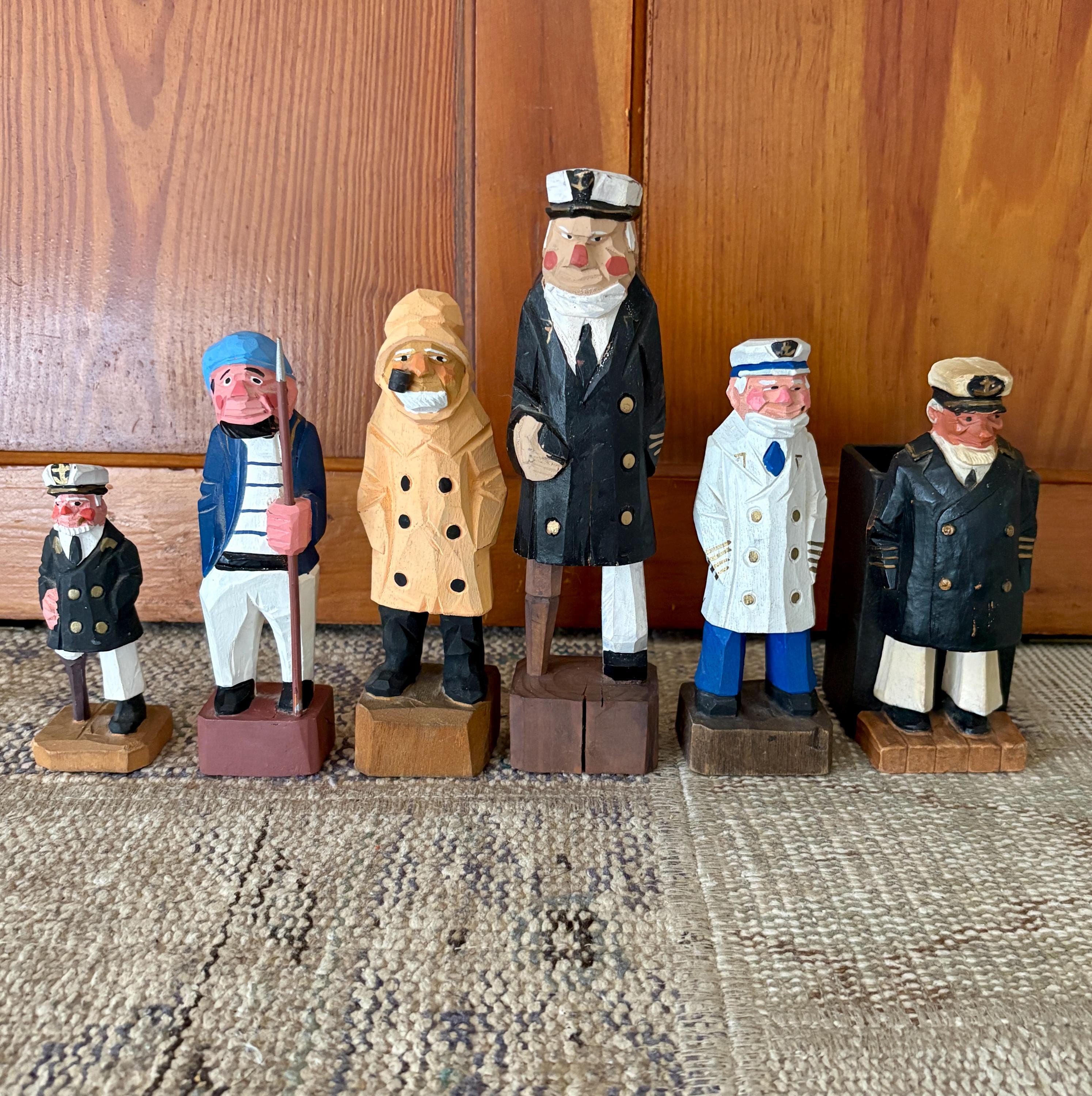Carved Sailor Carved Wood Sailor Captain Vintage Nautical Decor 