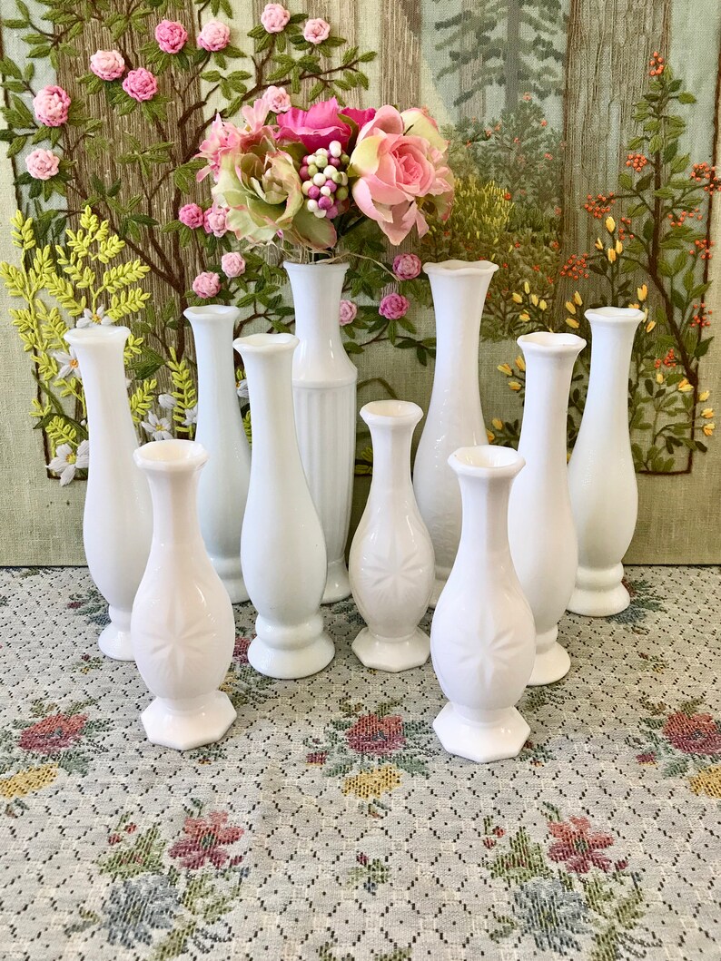Milk Glass Vases For Wedding Vases For Centerpiece Vases White Etsy