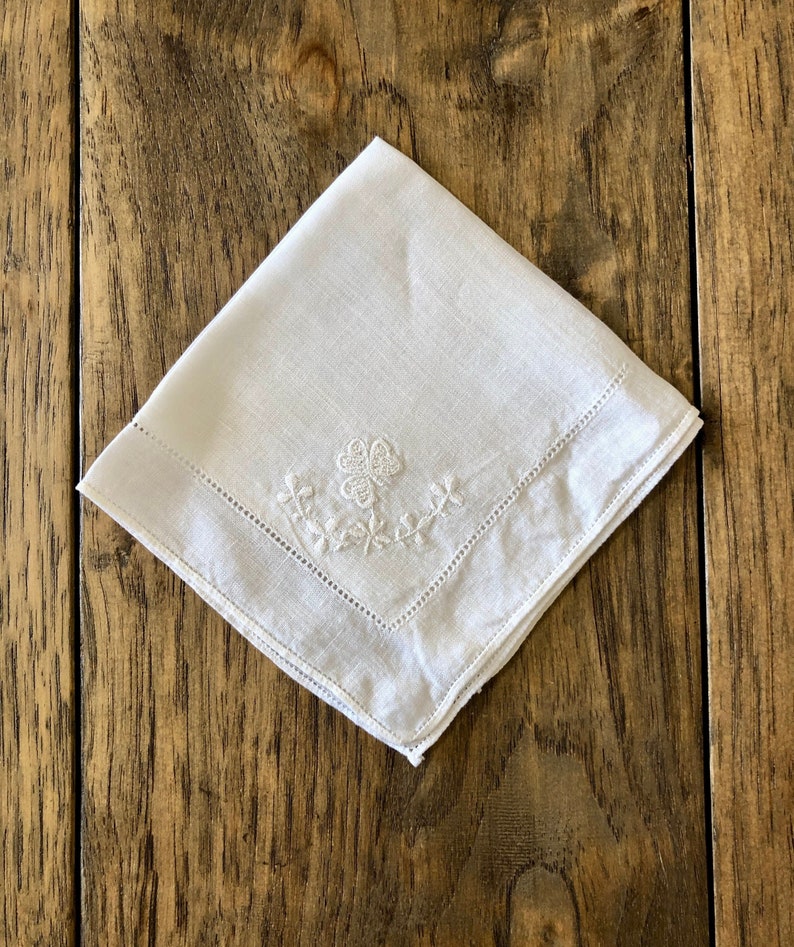 Vintage Handkerchief Women Bridal Handkerchief Wedding Hankerchief Vintage Hankie for Bride White Handkerchief Vintage Hanky Antique Hankie image 1