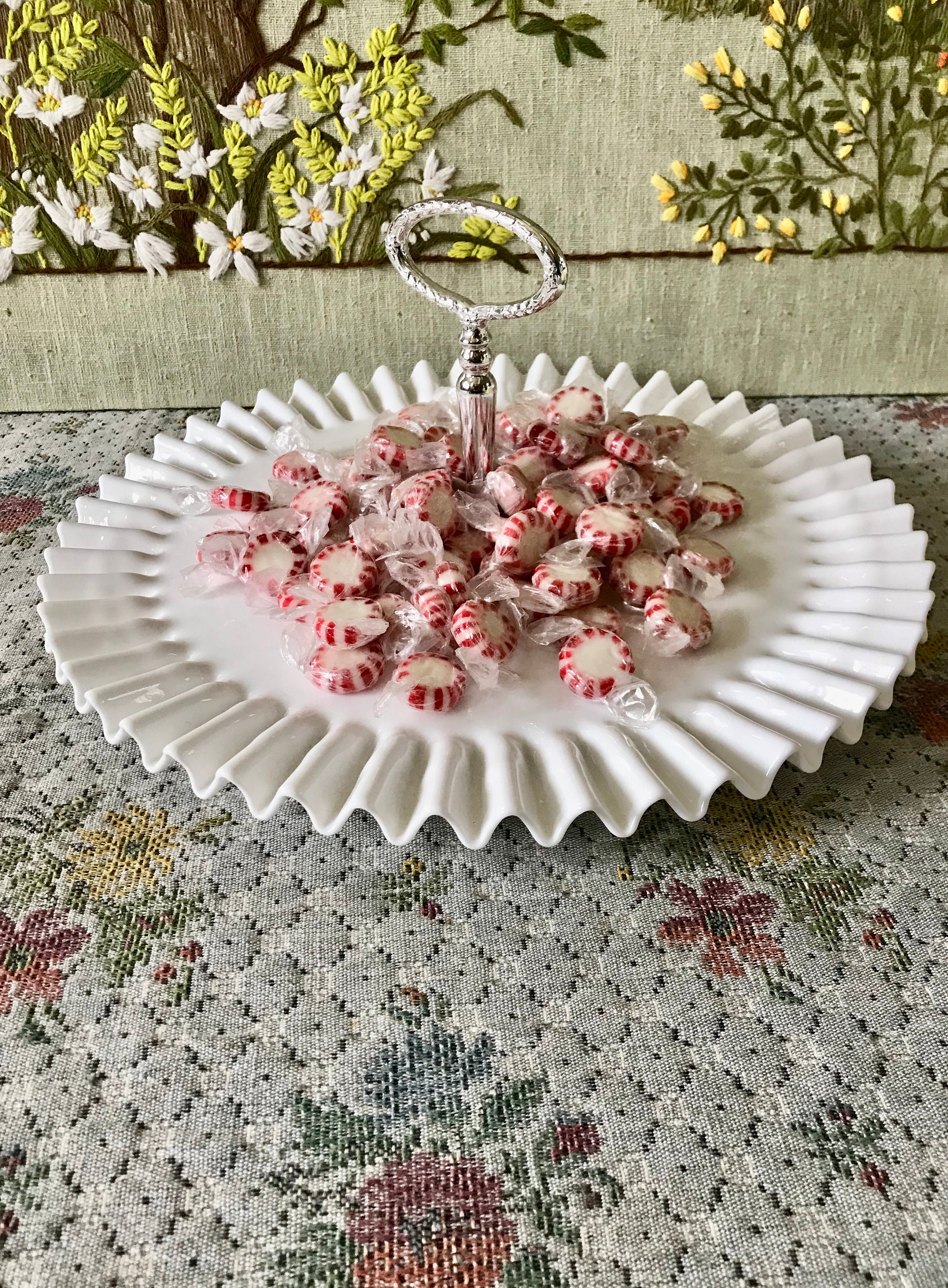 White Dessert Stand Dessert Plates Milk Glass Plates Hobnail Etsy