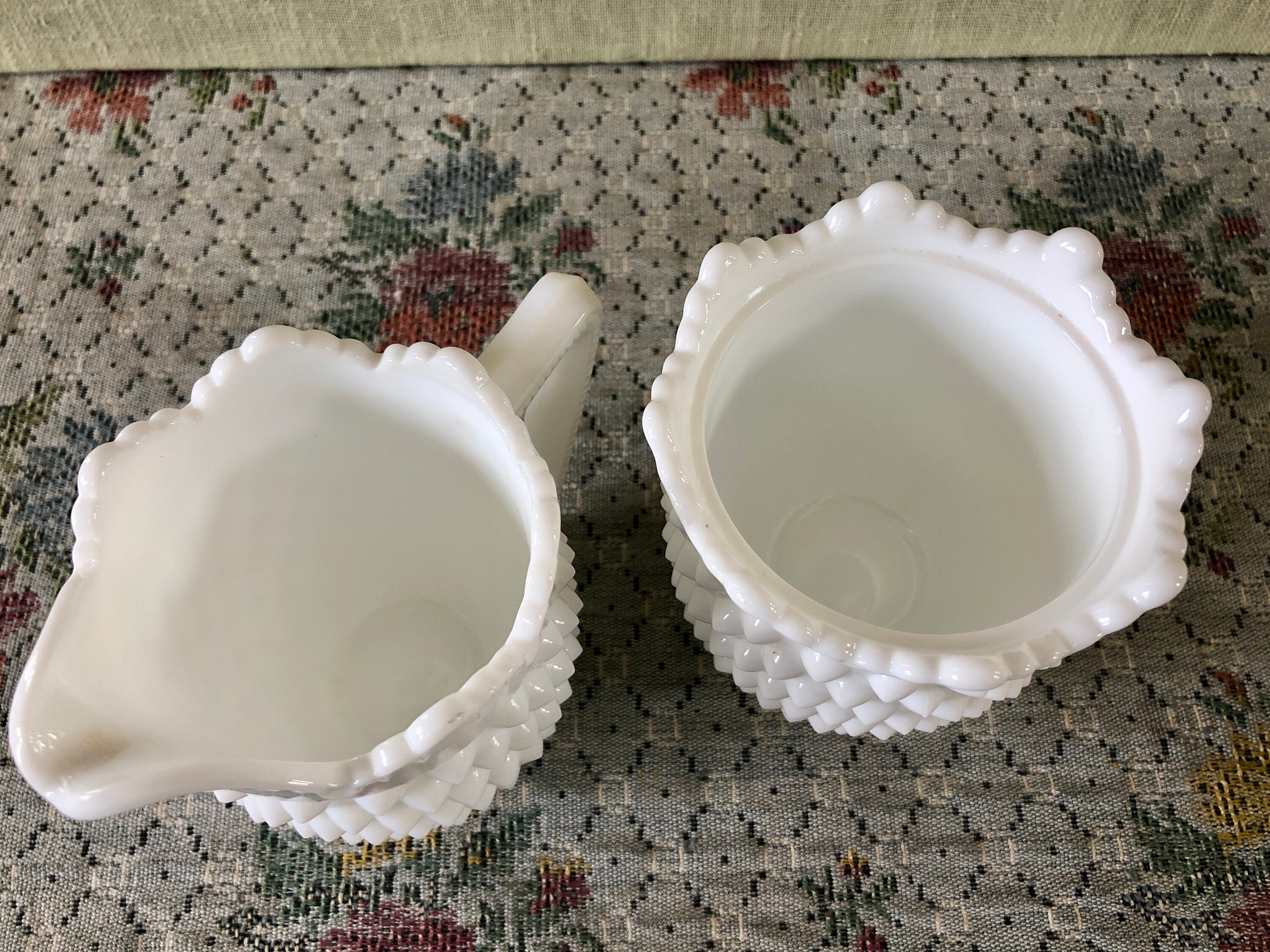 Milk Glass Sugar and Creamer Set Hobnail Milk Glass Bowl Etsy