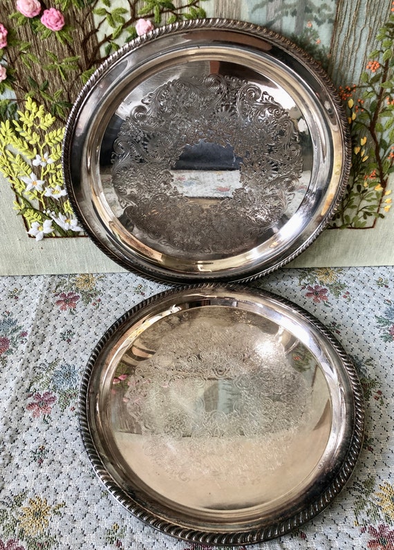 Home Décor Decorative Trays Vintage Round Serving Tray Oneida