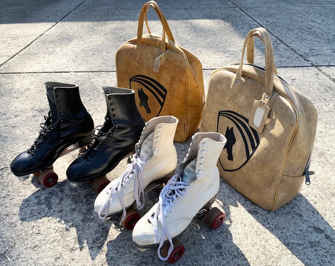 Vintage Roller Skates Hyde Roller Skates Black Roller Skates White Roller Skates With Bag