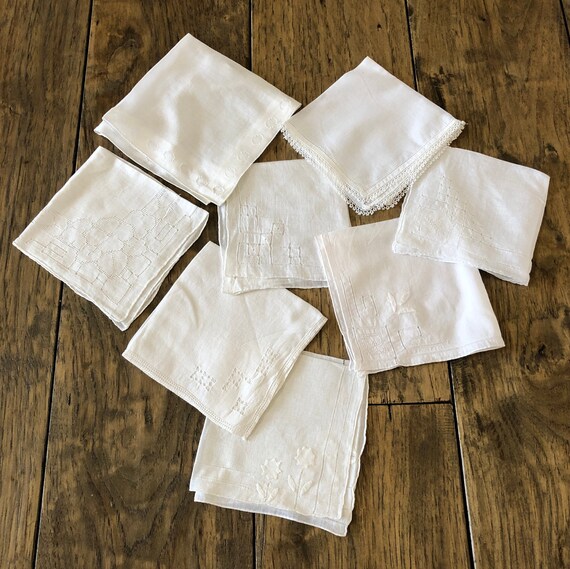 8 Handkerchief Lot of Hankies Wedding Handkerchief