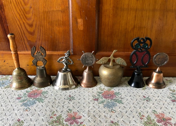 Vintage Bells Vintage Bell Antique Bell Hand Bell Collector Old Bells  Collection Small Bell Dinner Bell Decor Bell Owl Decor Bell Metal Bell 