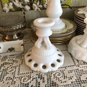 Milk Glass Candle Holder Milk Glass Candlestick Holder White Candle Holder Milk Glass Candlesticks White Candle Holder Antique Candlesticks Open Base Detail