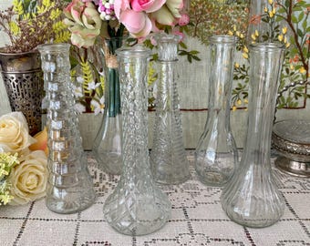 6 Glass Vases for Flowers Vase Clear Vase for Centerpiece Vases Wedding Decor Vase Bud Vase Set of Vases Clear Glass Vases Vintage Vase Set
