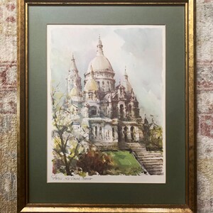 Arte de París Lámina de París Acuarela de París Arte vintage Regalos de París Arte francés Lámina vintage Arte enmarcado Láminas de Francia Place de la Concorde Le Sacré Coeur