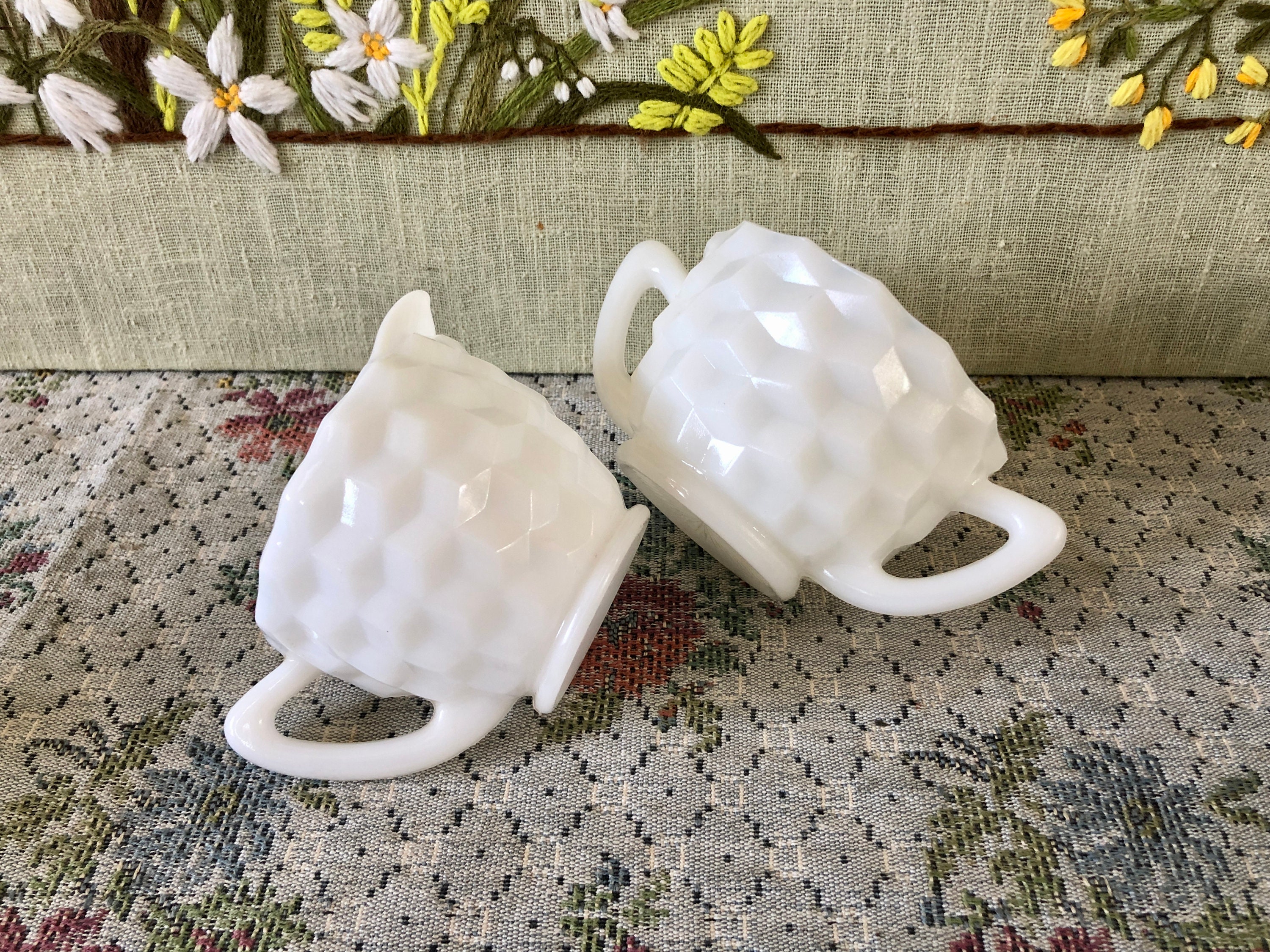 Milk Glass Sugar and Creamer Set Milk Glass Creamer White Etsy
