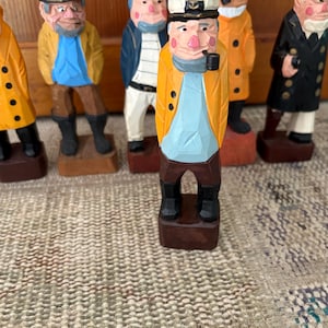 Carved Sailor Carved Wood Sailor Captain Vintage Nautical Decor Sailing Gift Sailing Decor Boating Gift Nautical Gifts Pirate Wood Figurine Lt. Blue Shirt Pipe