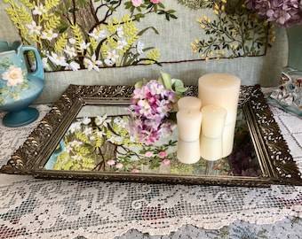 Mirrored Tray Vanity Tray Mirror Tray Brass Tray Gold Tray Vanity Mirror Perfume Tray Dresser Tray Rectangular Tray Decor Tray Vintage Tray
