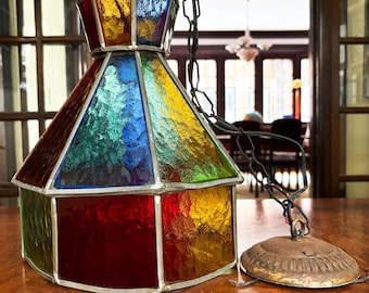Stained Glass Light Shade Ceiling Light Stain Glass Light Stained Glass Shade Ceiling Lamp Slag Glass Shade Pendent Light Hanging Light Old
