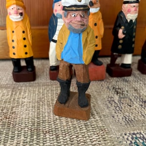 Carved Sailor Carved Wood Sailor Captain Vintage Nautical Decor Sailing Gift Sailing Decor Boating Gift Nautical Gifts Pirate Wood Figurine Blue Shirt
