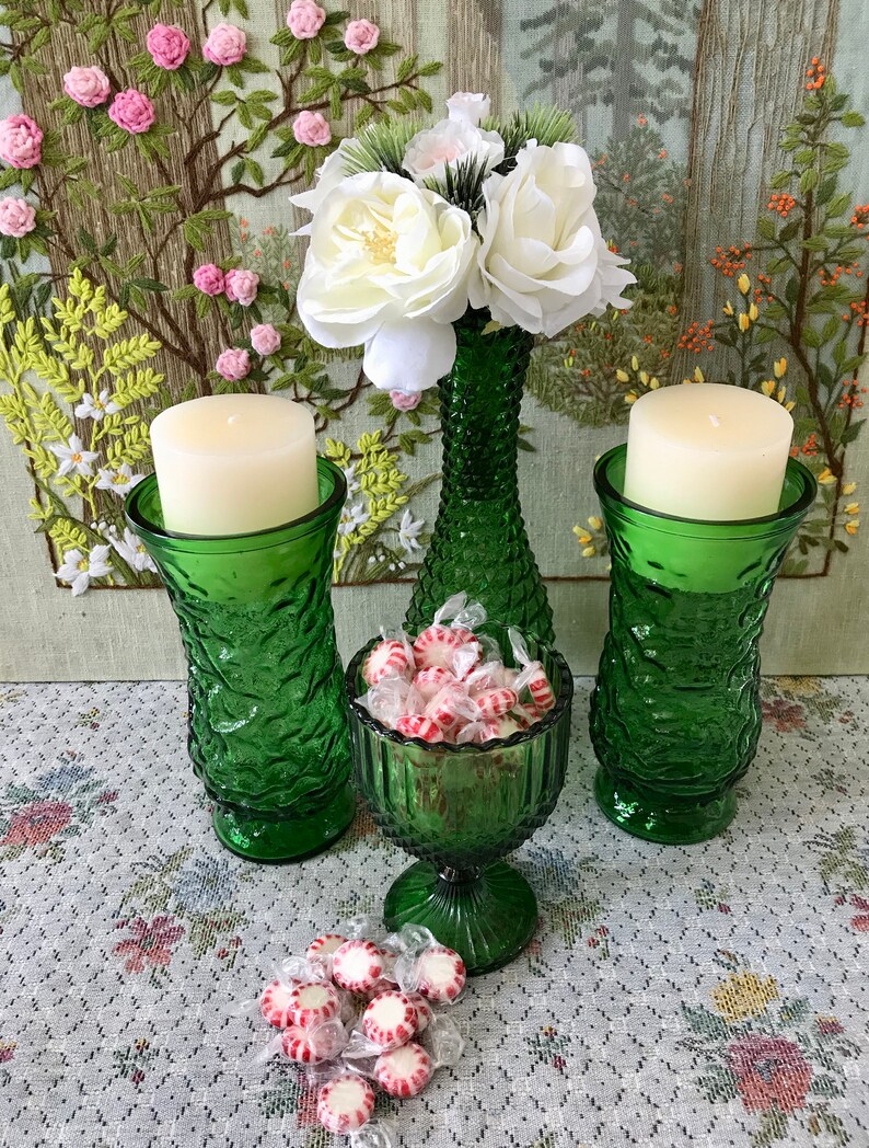 4 Green Vases for Flowers Vases for Centerpiece Vases Green Etsy