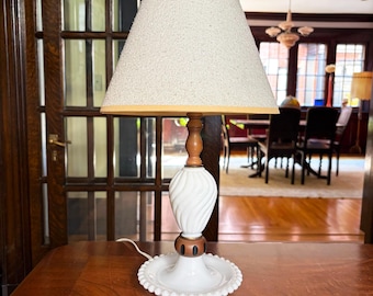 Milk Glass Lamps Vintage Table Lamp Antique Lamp Vintage Lamps Vintage Lighting Milk Glass Hobnail Lamp with Shade Bedroom Lamp Accent Light