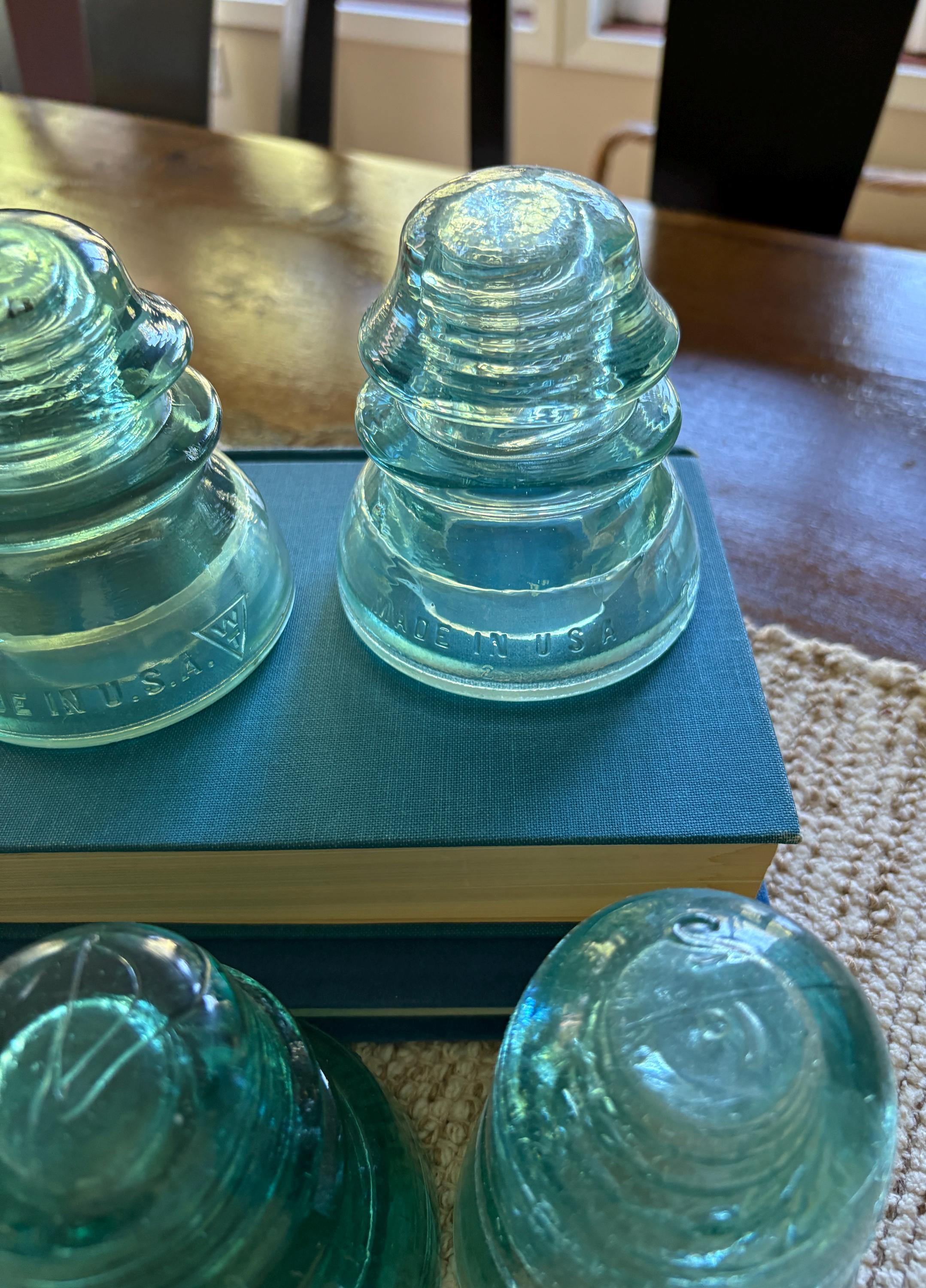 5 Glass Insulators Blue Glass Insulator Antique Insulators Whitall ...