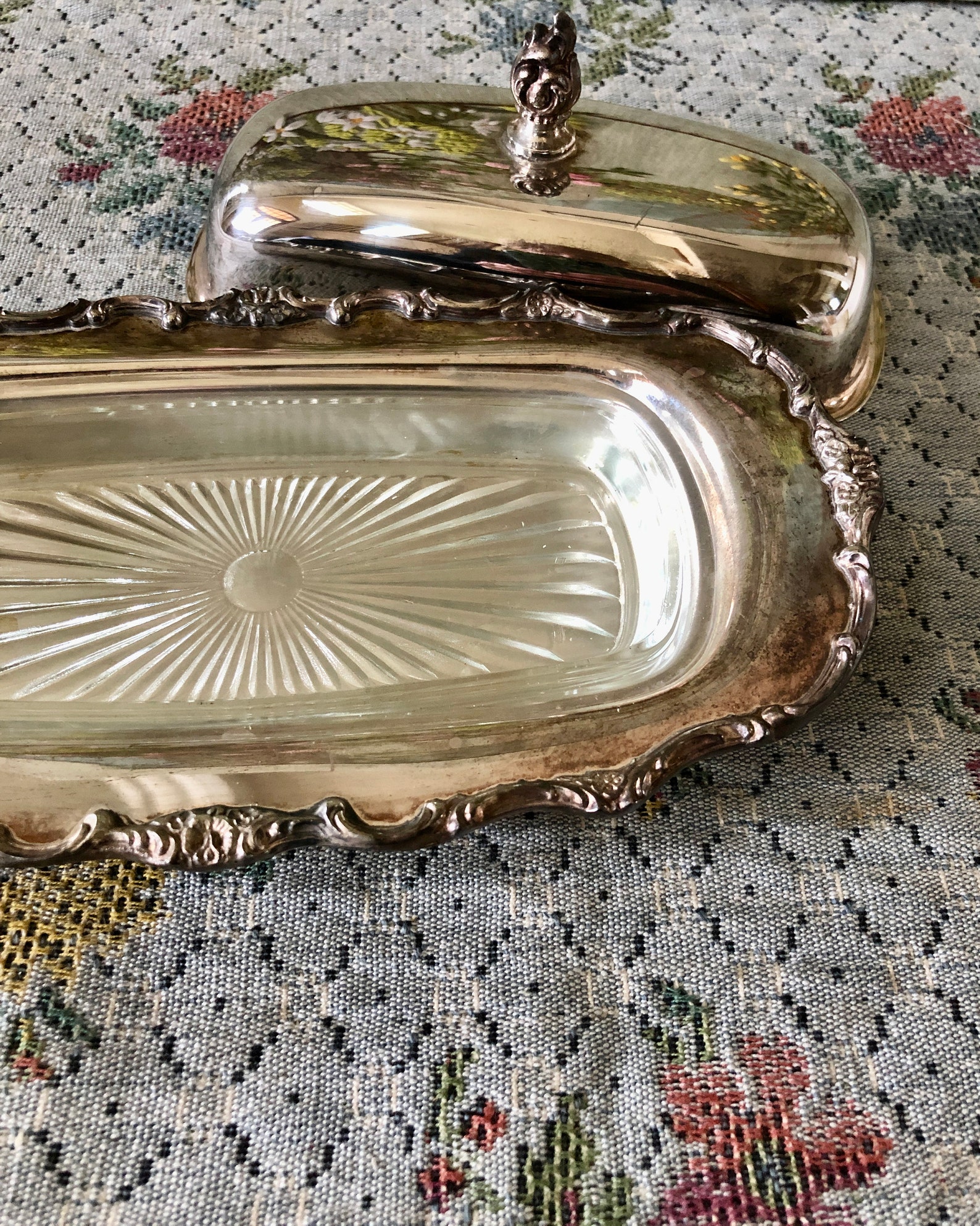 Butter Dish Vintage Butter Dish With Lid Silver Butter Dish Etsy