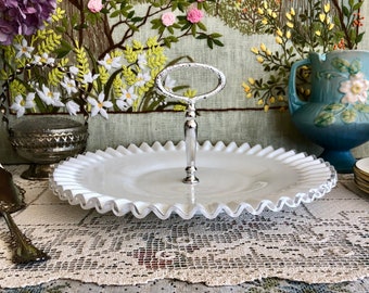 Dessert Stand Milk Glass Plates Dessert Plate Milk Glass Stand White Serving Tray Cupcake Stand Dessert Table Platter Antique Stand Fenton