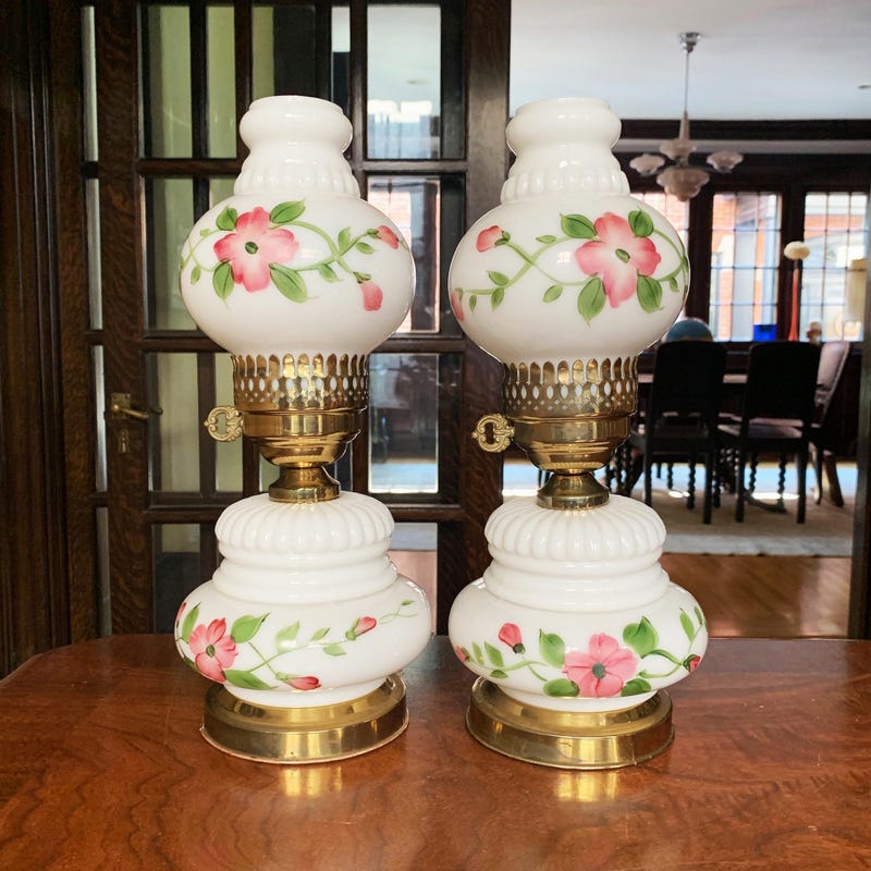 Milk Glass Lamp Vintage