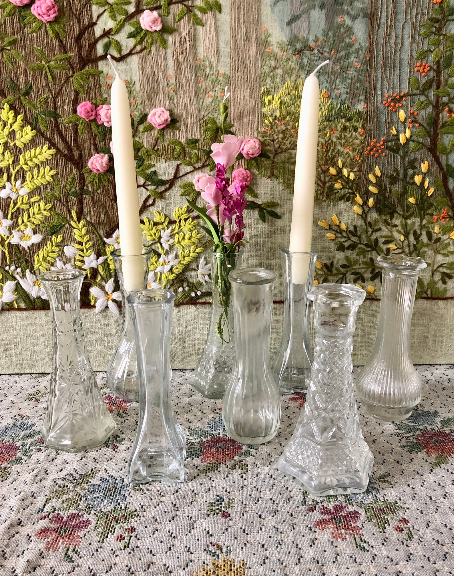 8 Vintage Vases for Flowers Vases for Centerpiece Vases Glass | Etsy