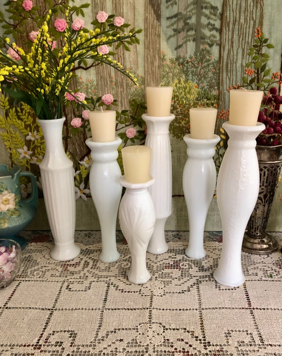 6 Milk Glass Vases for Flowers Vases Decor Vases White Vases Bud