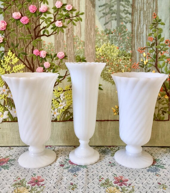 Milk Glass Vases For Centerpiece Vases White Vases For Wedding Etsy