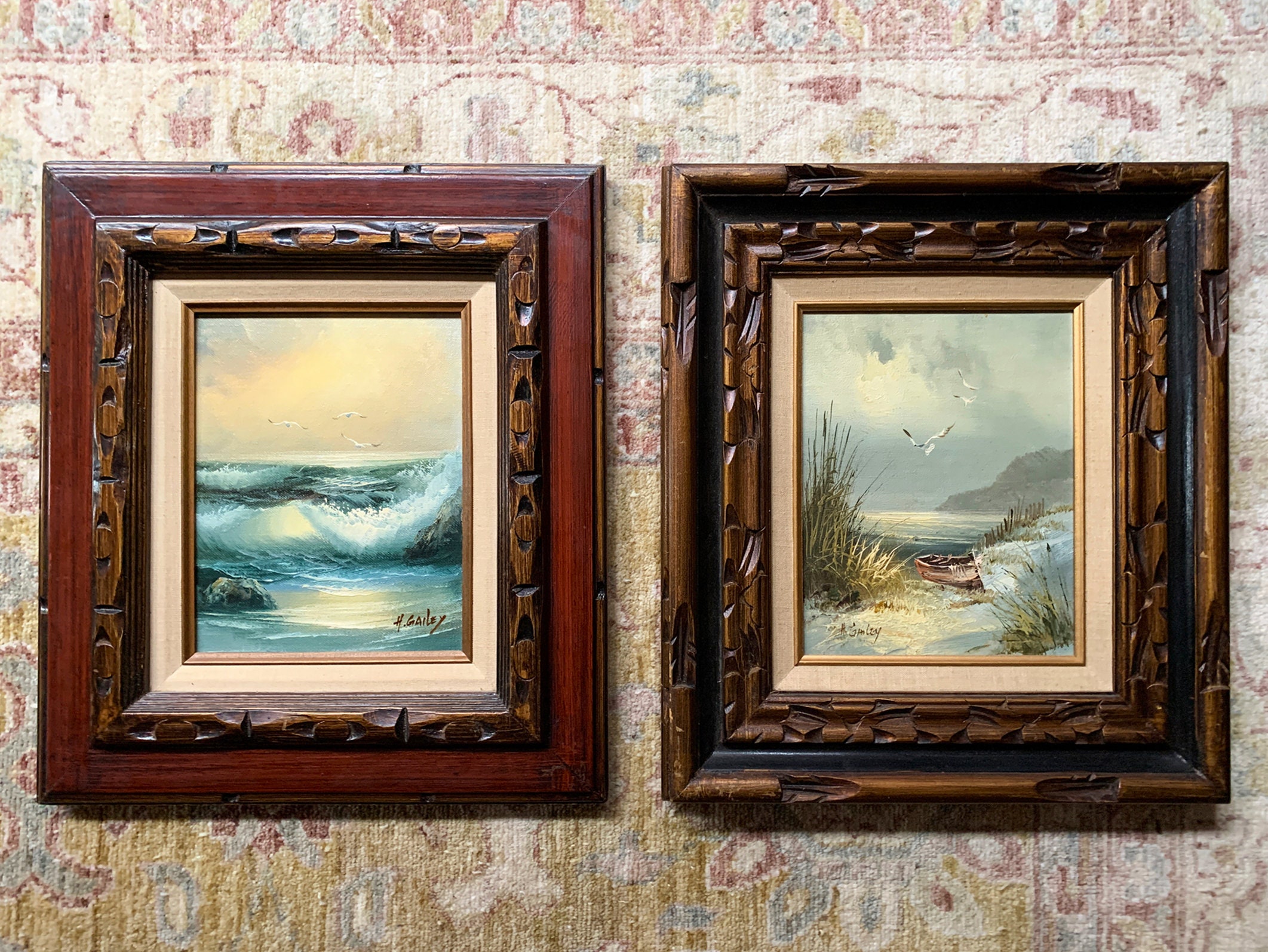 Vintage Art Framed Art Wall Art Frame Oil Painting Beach Decor Etsy