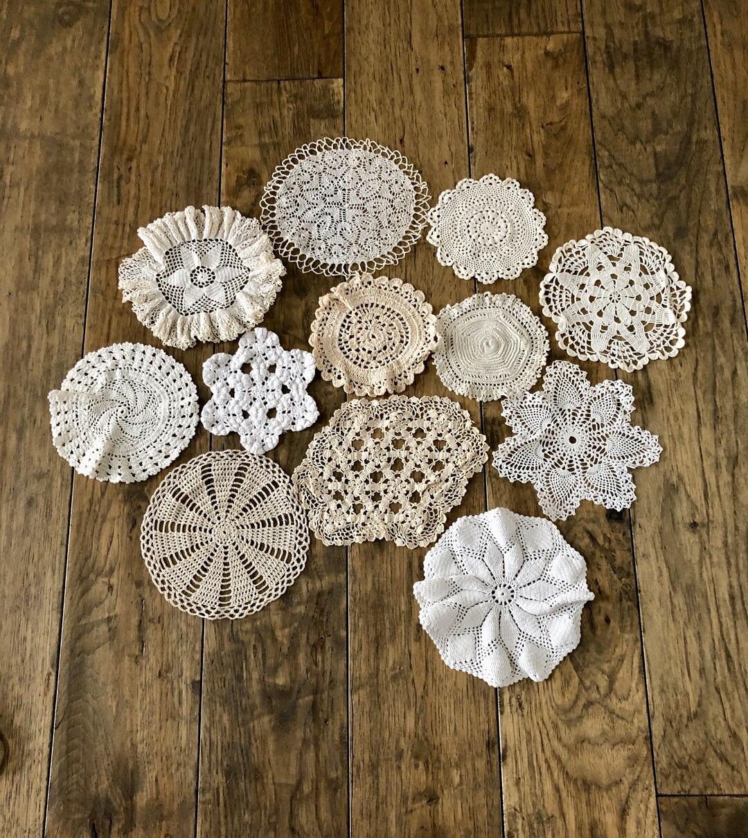 12 Doilies Crochet Doilies Vintage Doily Antique Doilies and Table