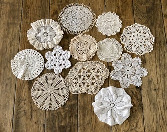 12 Doilies Lot Doily Crochet Doilies Vintage Doily Lot Antique Doilies and Table Runners Doilies Set of Doilies for Sale Doily Runner Doily