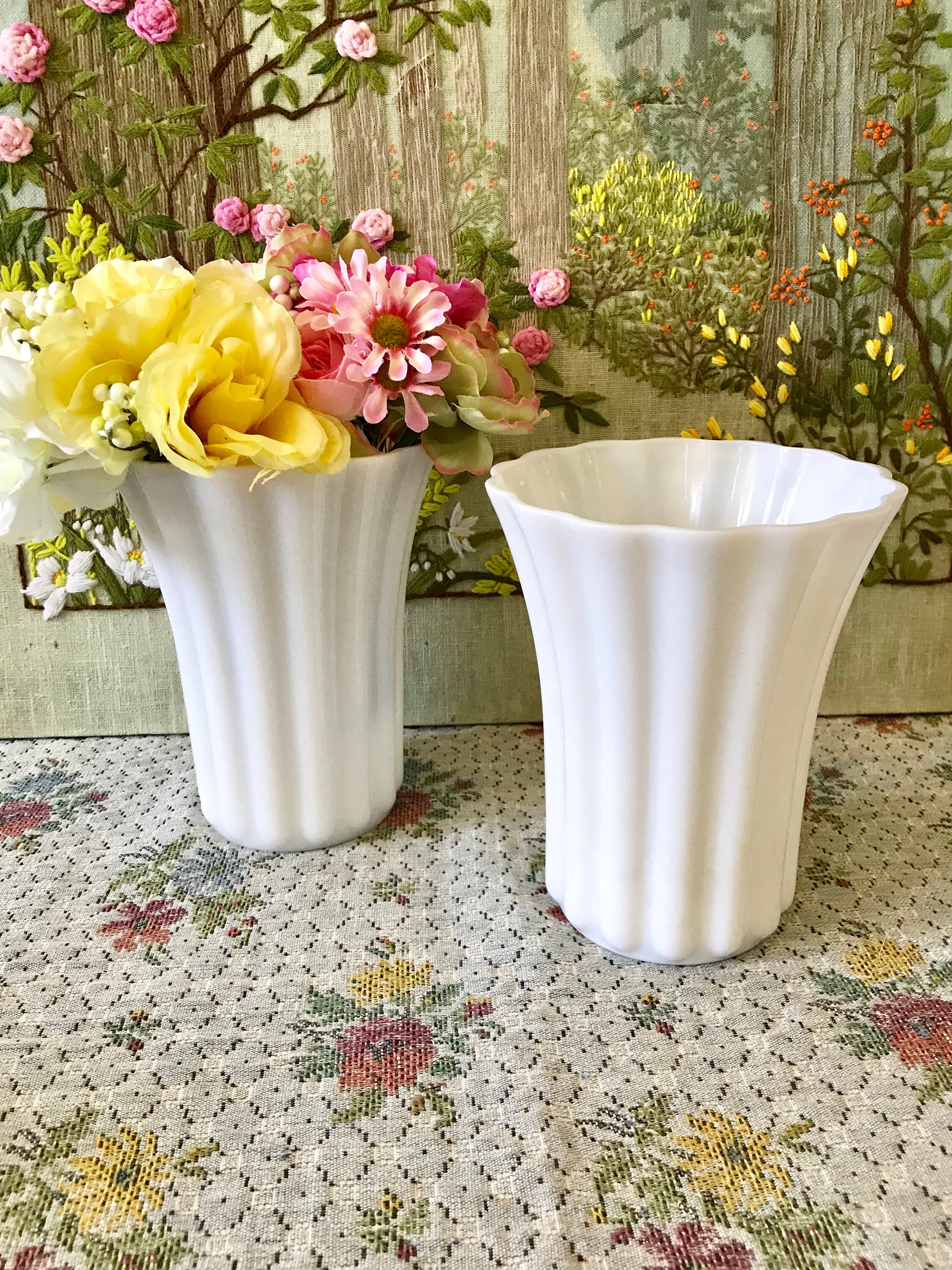 Milk Glass Vase Wedding Centerpiece for Wedding Vase White Etsy