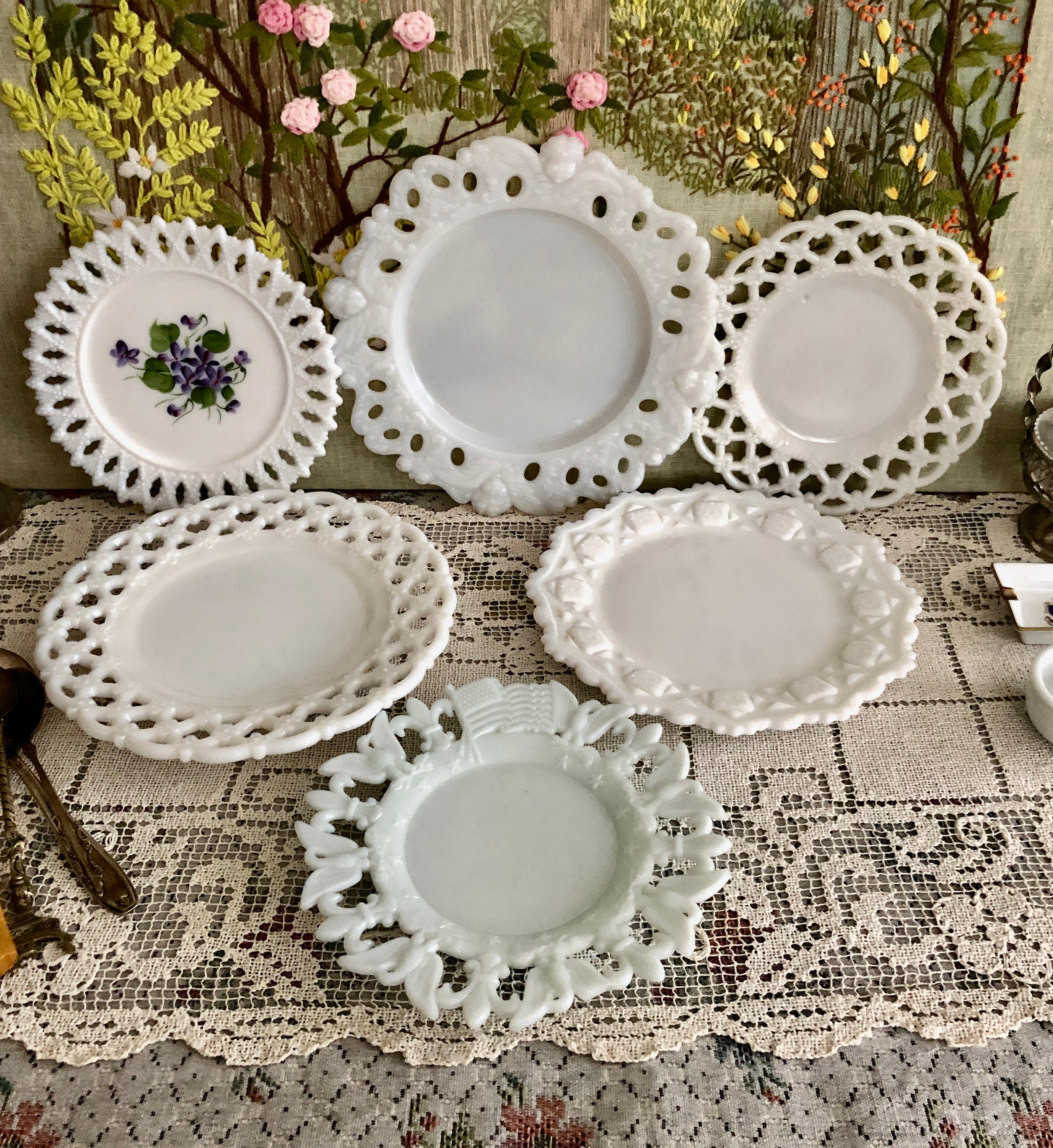 Vintage white cheap plates