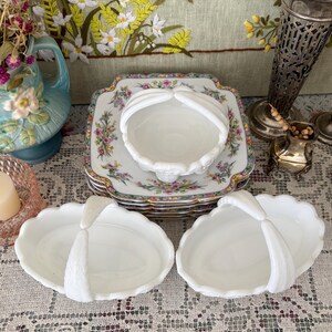 Milk Glass Basket Westmoreland Milk Glass Bowl White Basket Small Basket for Flower Girl Basket Wedding Basket Wedding Decor Baskets White image 8