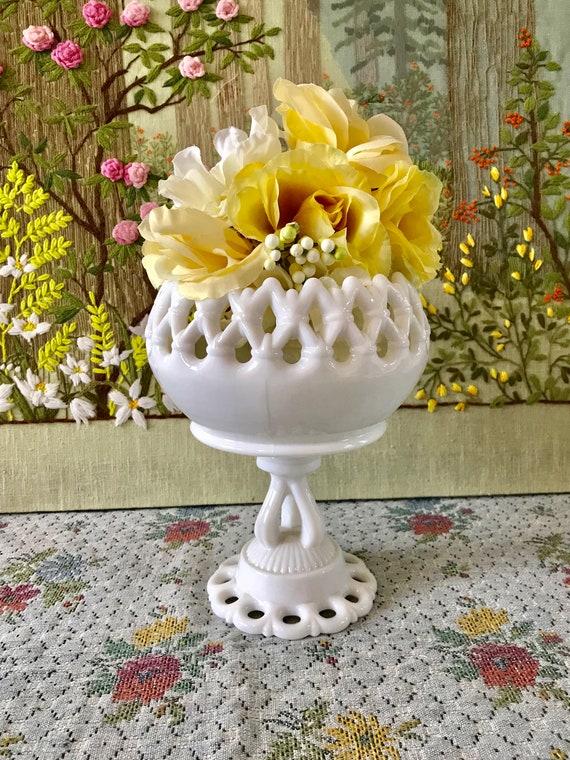 Milk Glass Bowl Milk Glass Vase For Centerpiece Bowl Rare Milk Etsy