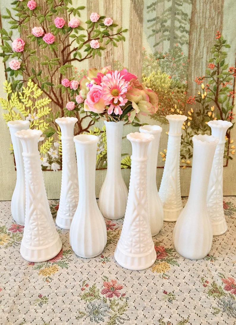 Milk Glass Vase Wedding Centerpiece Vases For Centerpieces Etsy