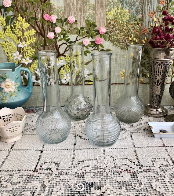 4 jarrones de cristal para flores, jarrones de centro de mesa