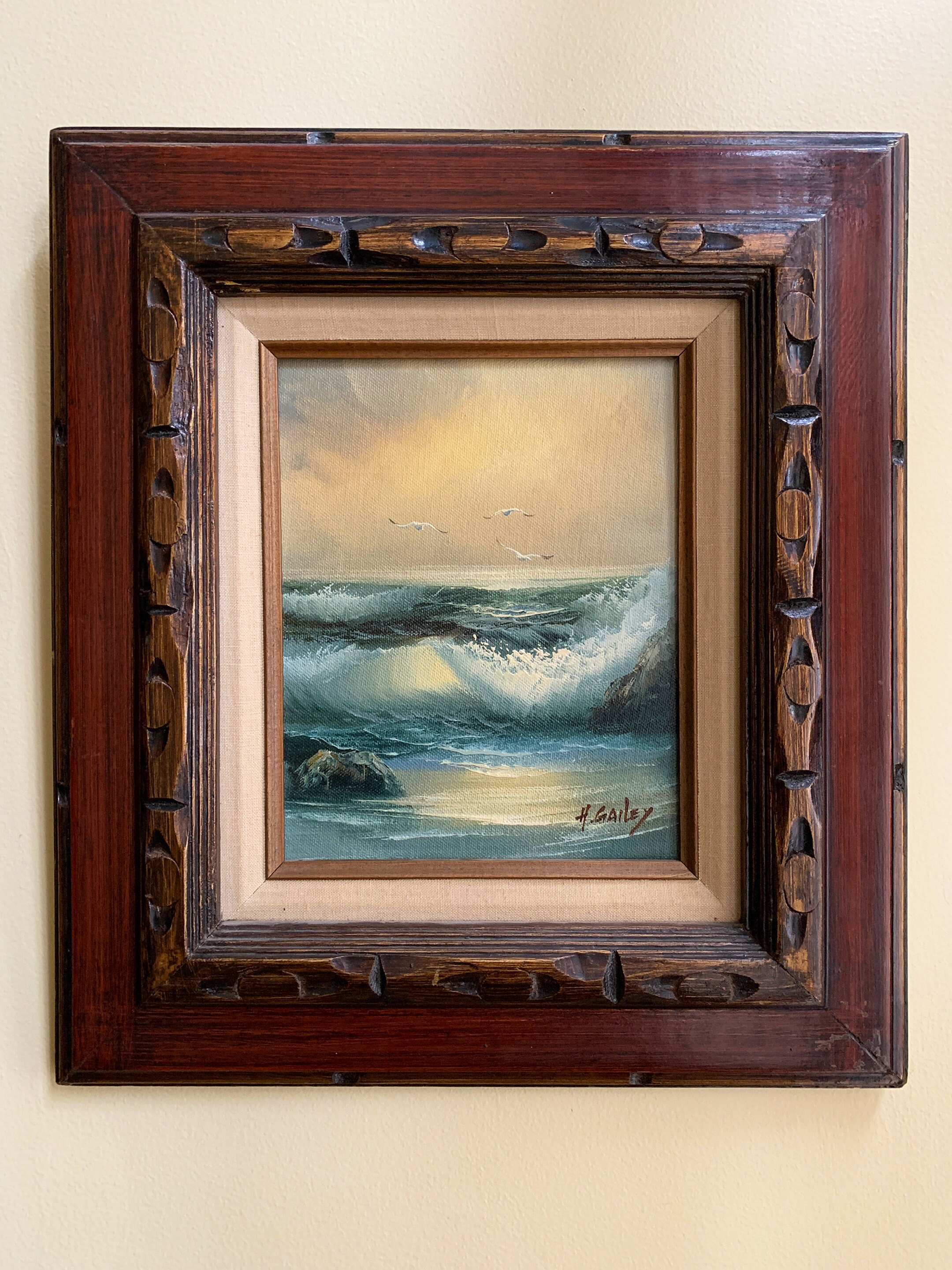 Vintage Art Framed Art Wall Art Frame Oil Painting Beach Decor Etsy