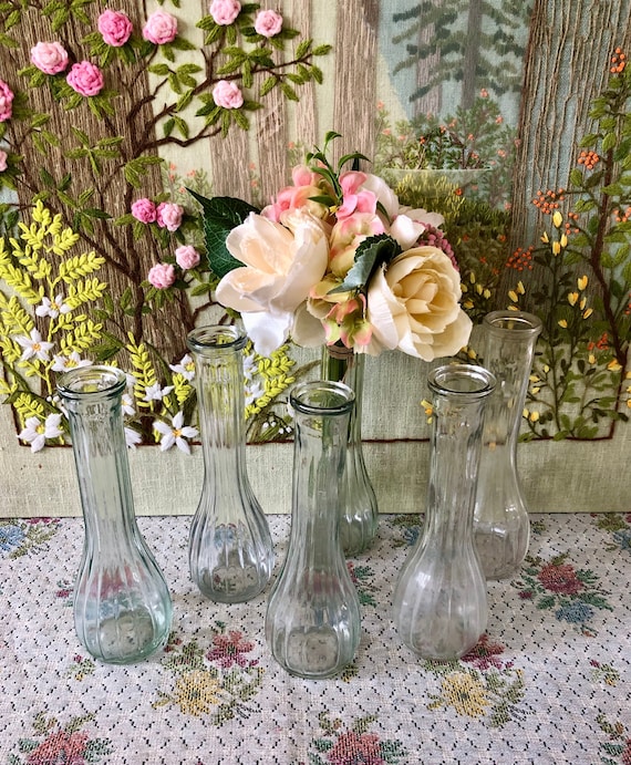 6 Vases Glass Vases for Flowers Vases for Centerpieces for Wedding  Centerpiece Vases Clear Glass Bud Vases Set of Vases Decor Vase Vintage 