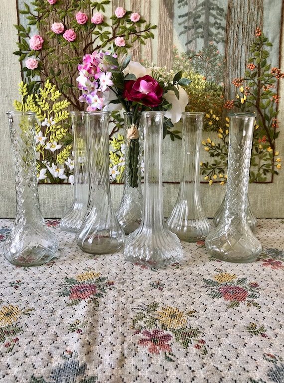 8 jarrones de vidrio para flores para centros de mesa, jarrones vintage,  jarrones de vidrio transparente, juego de jarrones, jarrón decorativo,  jarrones vintage para decoración de bodas - Etsy España