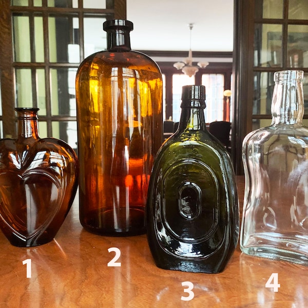 Vintage Bottles Antique Bottles Decorative Bottle Glass Bottle Old Bottles Heart Bottles Green Glass Bottle Brown Vintage Bottle Vase Bottle