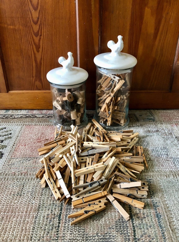 100 Mini Clothespins, Natural Wood Clothespins, 1 inch Clothespins