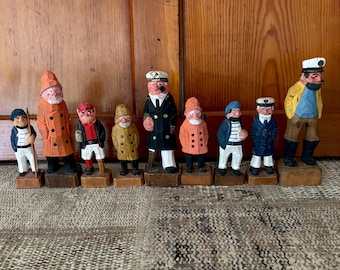 Carved Sailor Carved Wood Sailor Captain Vintage Nautical Decor Sailing Gift Sailing Decor Boating Gift Nautical Gifts Pirate Wood Figurine