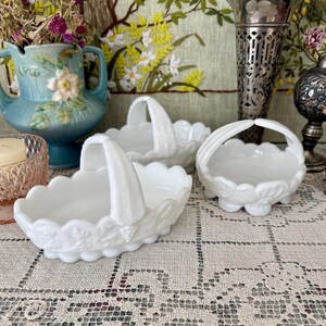 Milk Glass Basket Westmoreland Milk Glass Bowl White Basket Small Basket for Flower Girl Basket Wedding Basket Wedding Decor Baskets White image 7
