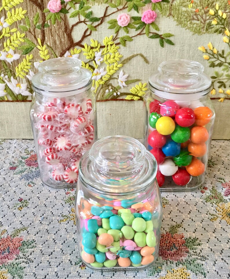 Glass Jars Glass Canisters Apothecary Jars Lidded Jars Kitchen Etsy