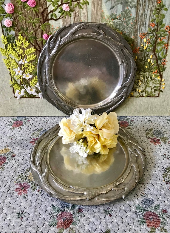 Silver Tray Pewter Serving Cake Plate Image 0