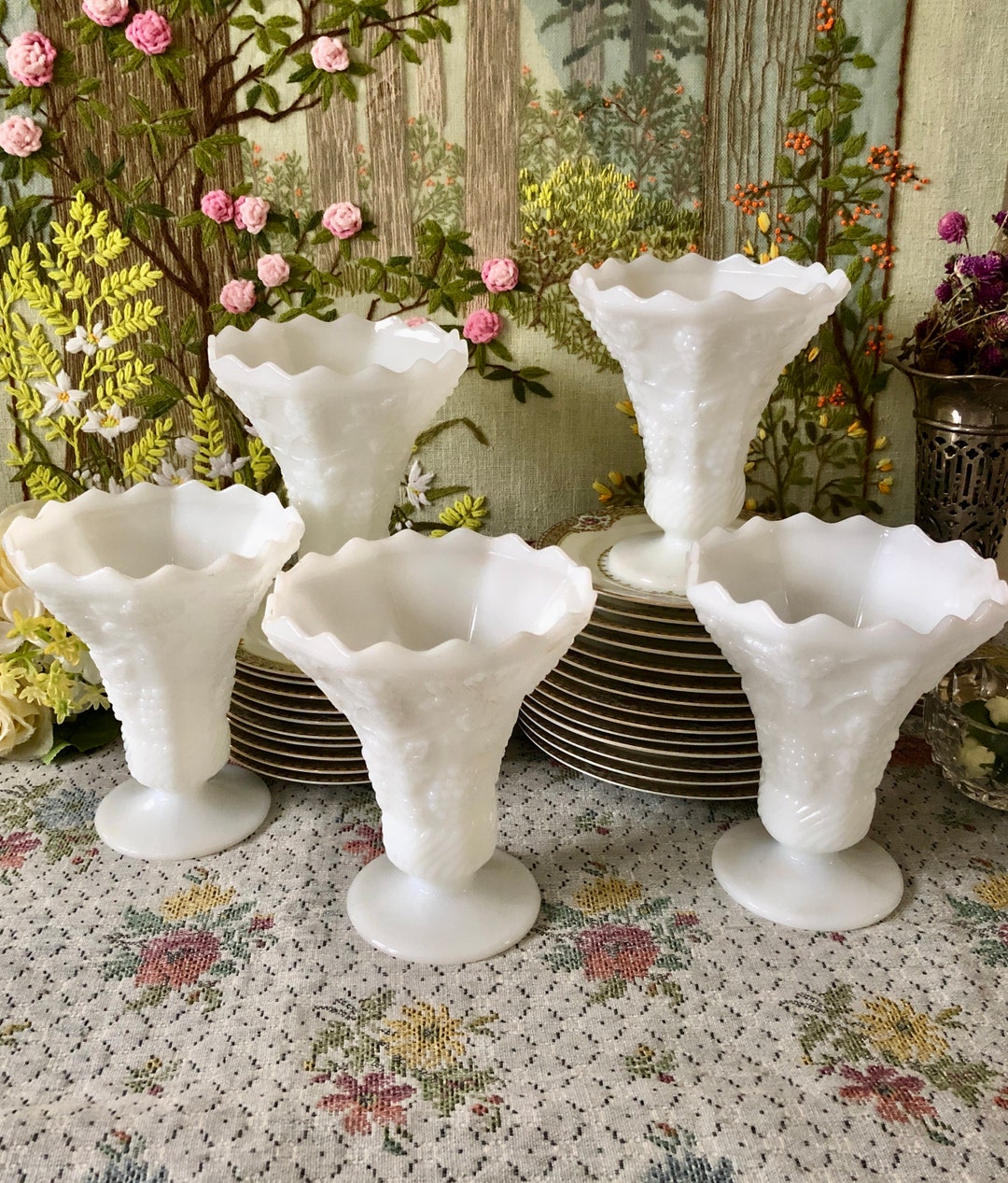 Milk Glass Vase for Flowers Vase Decor Vase Vintage Vase White Vases