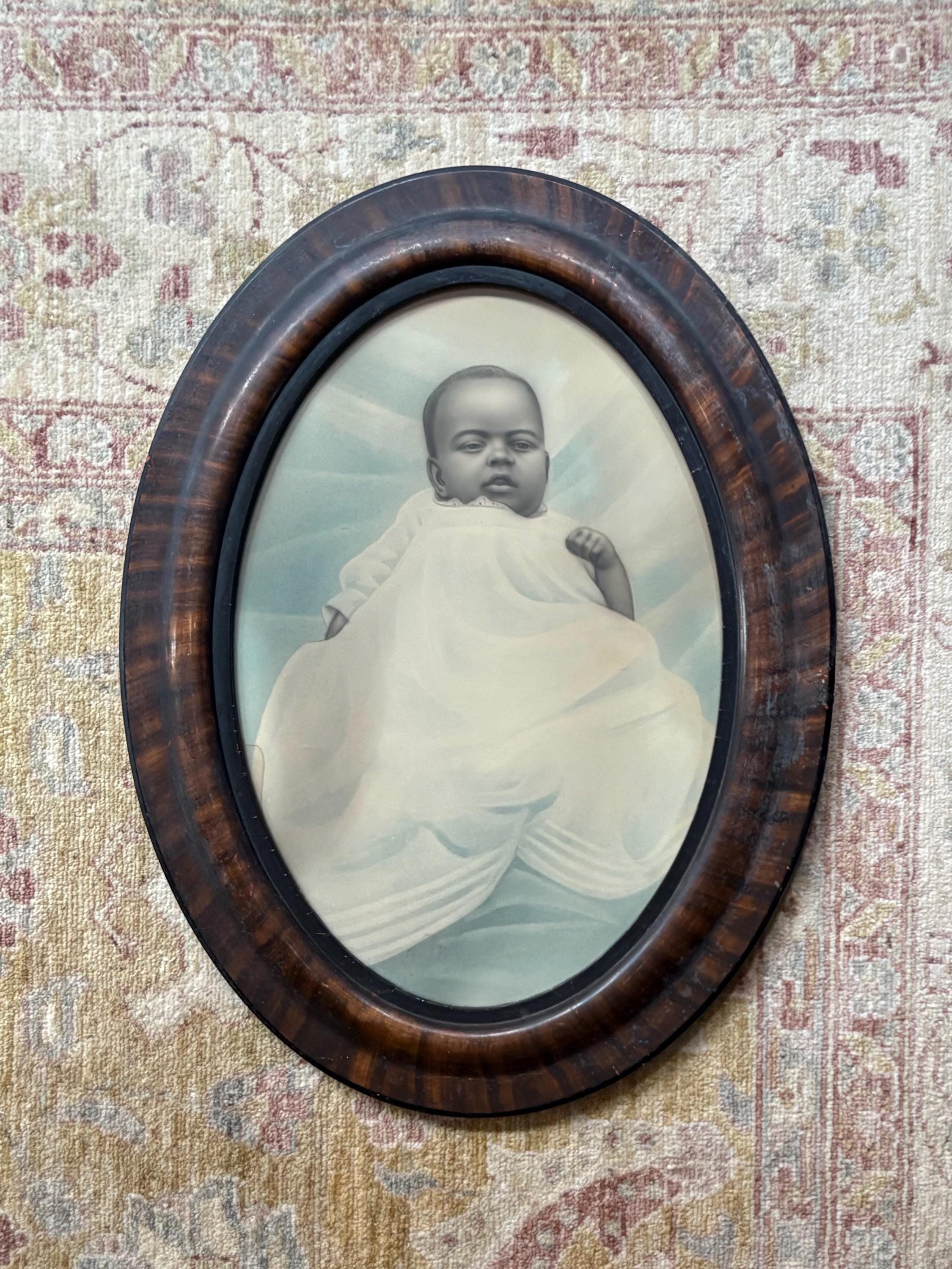 Antique Frame Baby Portrait Frame African American Art Frame Oval