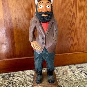 Large Carved Sailor Wood Sailor Captain Vintage Nautical Decor Sailing Gift Sailing Decor Boating Gift Nautical Gifts Carved Wood Figurine Dark Coat & Mustache