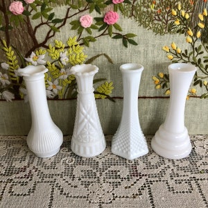 8 Milk Glass Vase Set of Vases for Flowers Vases Milk Glass Bud Vase White Vases Decor Vases Vintage Vases Wedding Vases Centerpiece Vases image 4