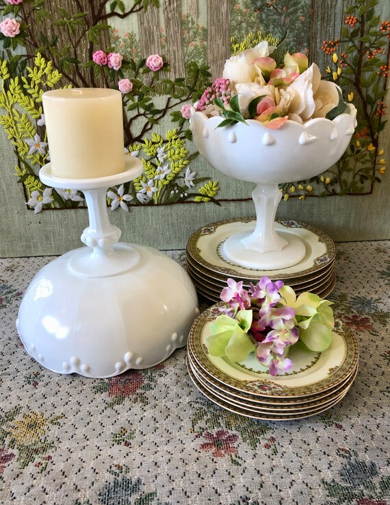 Vintage Milk Glass Collection / Cake Stand / Vases / Compotes / Wedding /  Bridal Shower / Centerpiece/ / Party Decor / Home Decor 